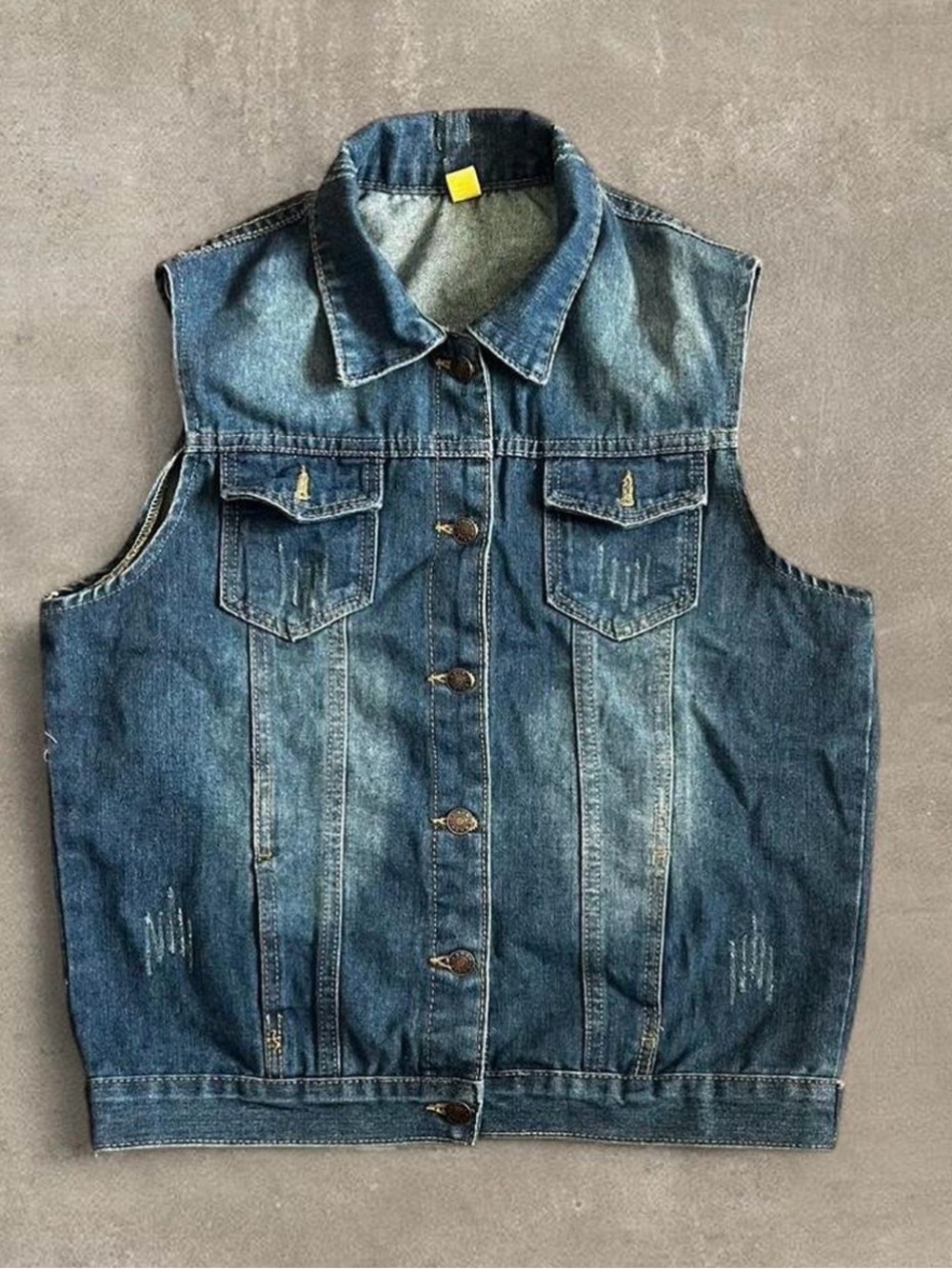 Classic Sleeveless Denim Vest - Blue
